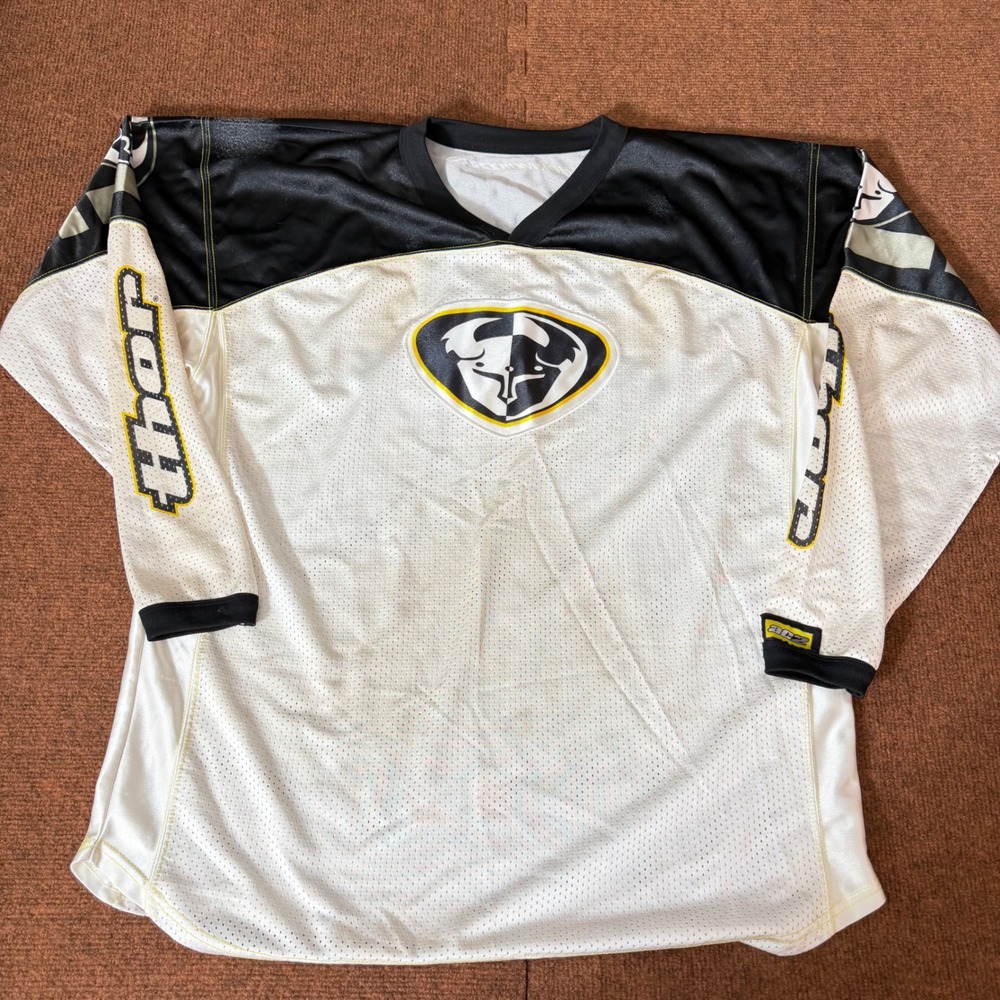 Thor Motocross Jersey Style 1260 Mesh Black White Yellow Mens XL AC2 Vintage